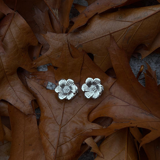 Button cover bloem zilver - Lauré