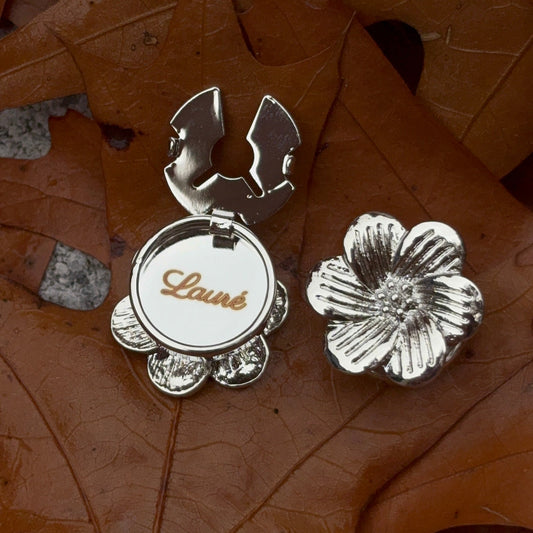 Button cover bloem zilver - Lauré
