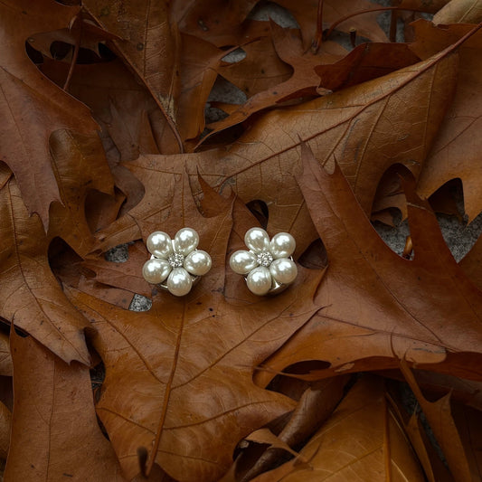 Button cover parel bloem groot zilver - Lauré