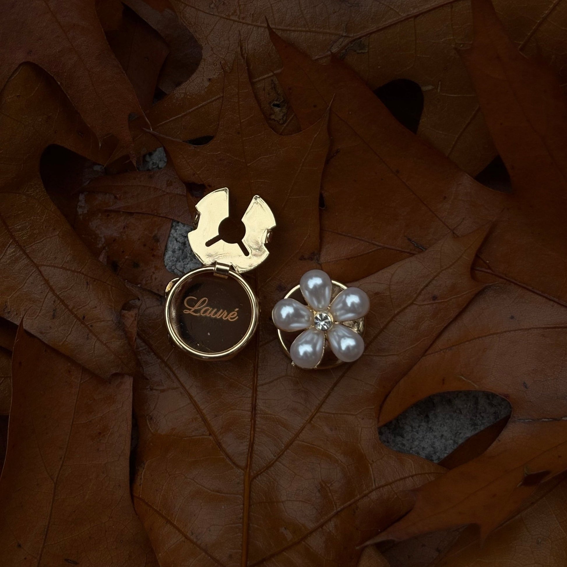 Button cover parel bloem klein - Lauré